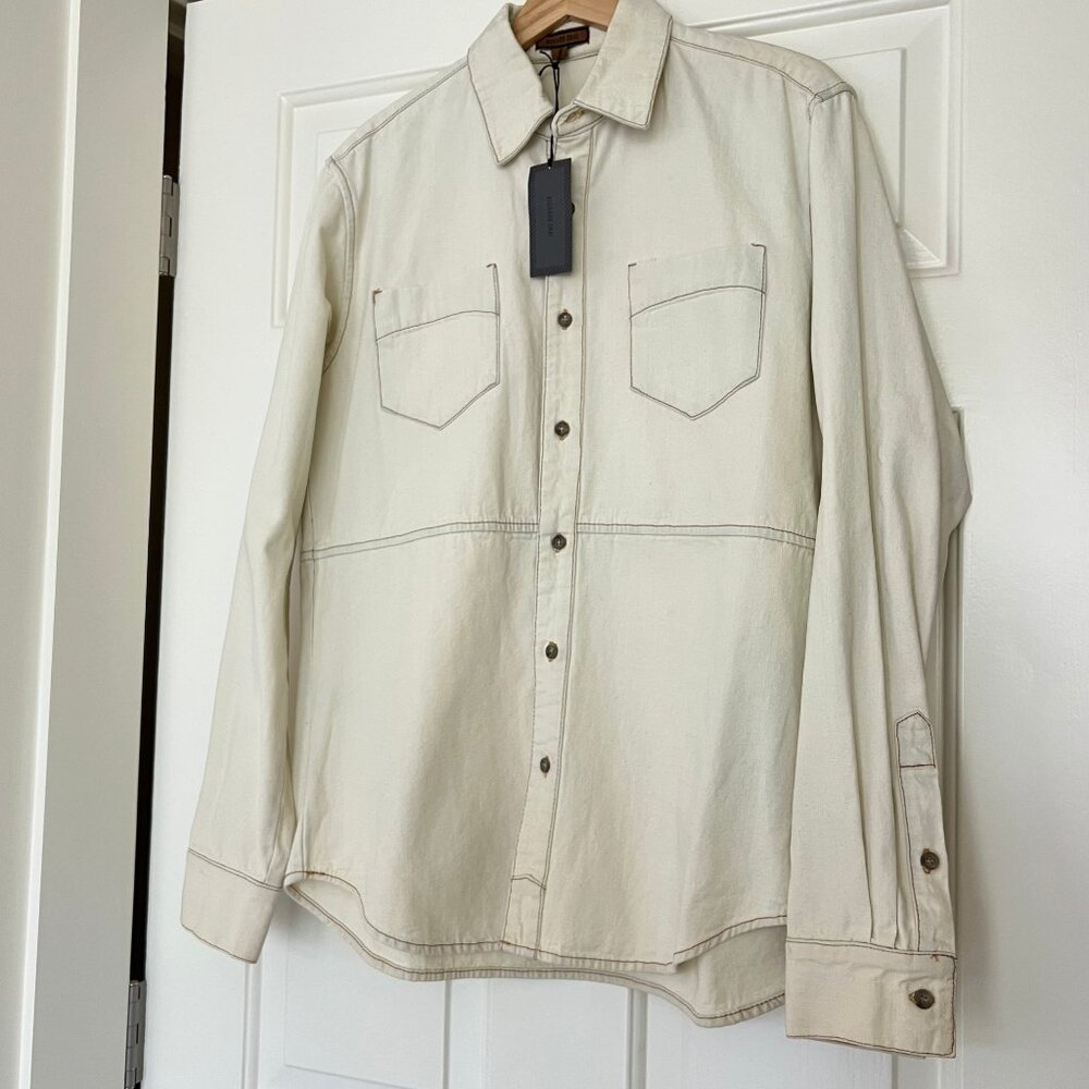 Richard Chai Bleached Button Down Shirt Double Pocket Cotton Size S NWT - Picture 5 of 7